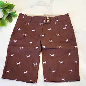 Pink and Brown Girls Horse Bermuda shorts